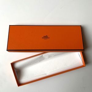 Authentic Hermés Orange/Brown Tie Scarf Box with Tissue-PERFECT CONDITION!